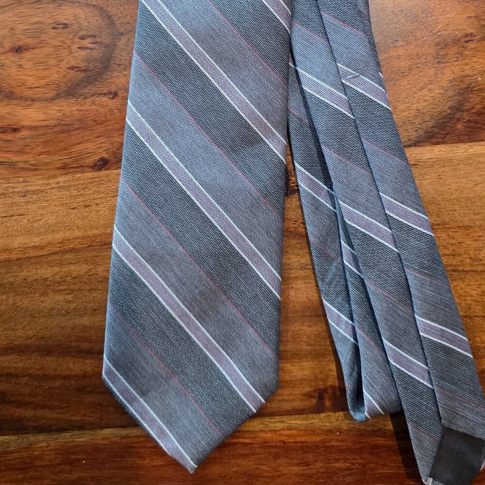 Men's Vintage Lilly Dache Tie / Vintage Men's Tie Grey Stripes / Necktie